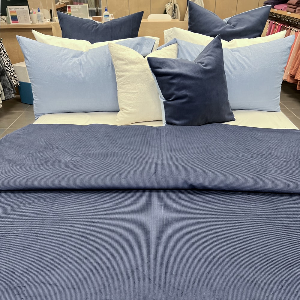 denim corduroy print cushion cover - 25 inch square - Image 2