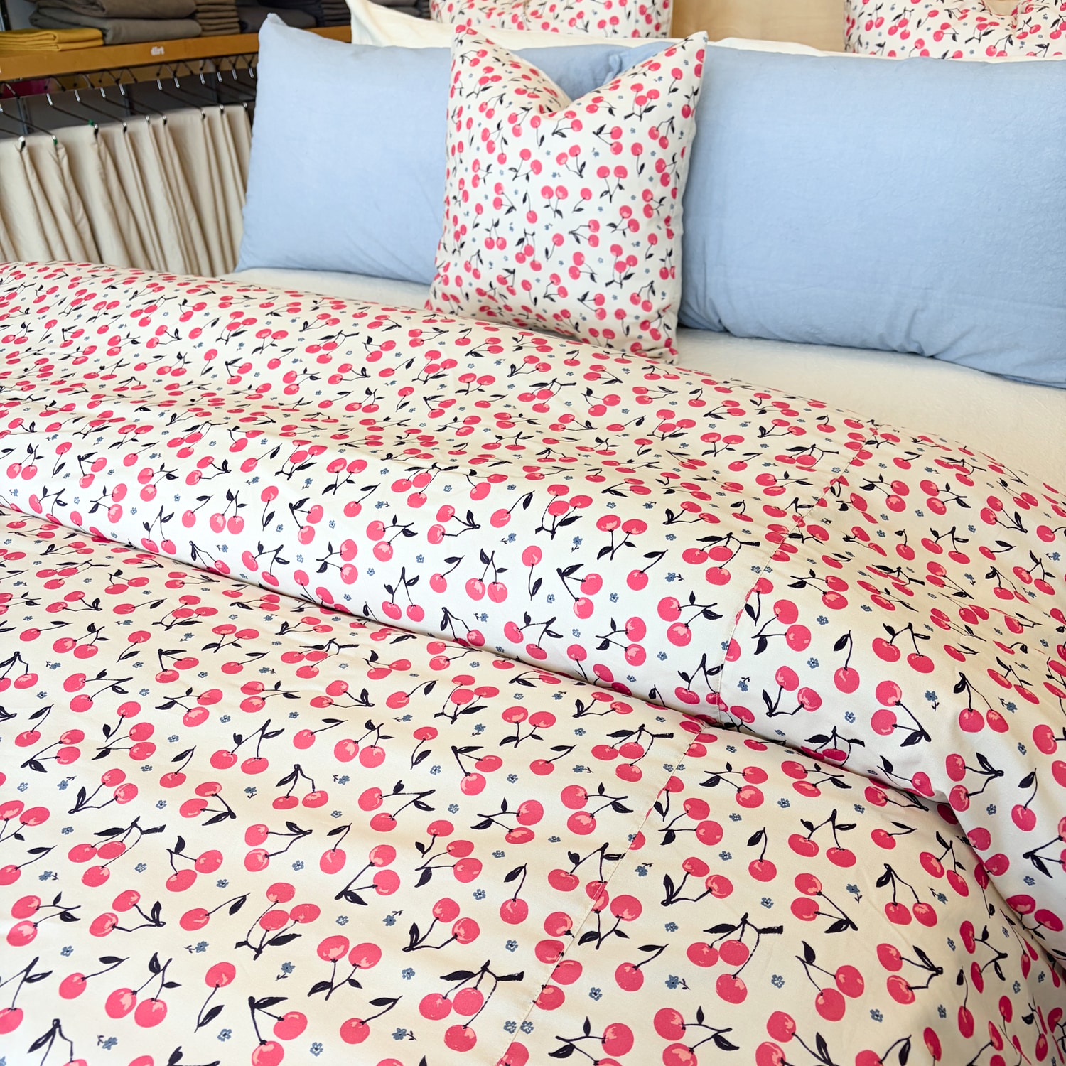 cherry print cushion cover - 18 inch square - Image 2