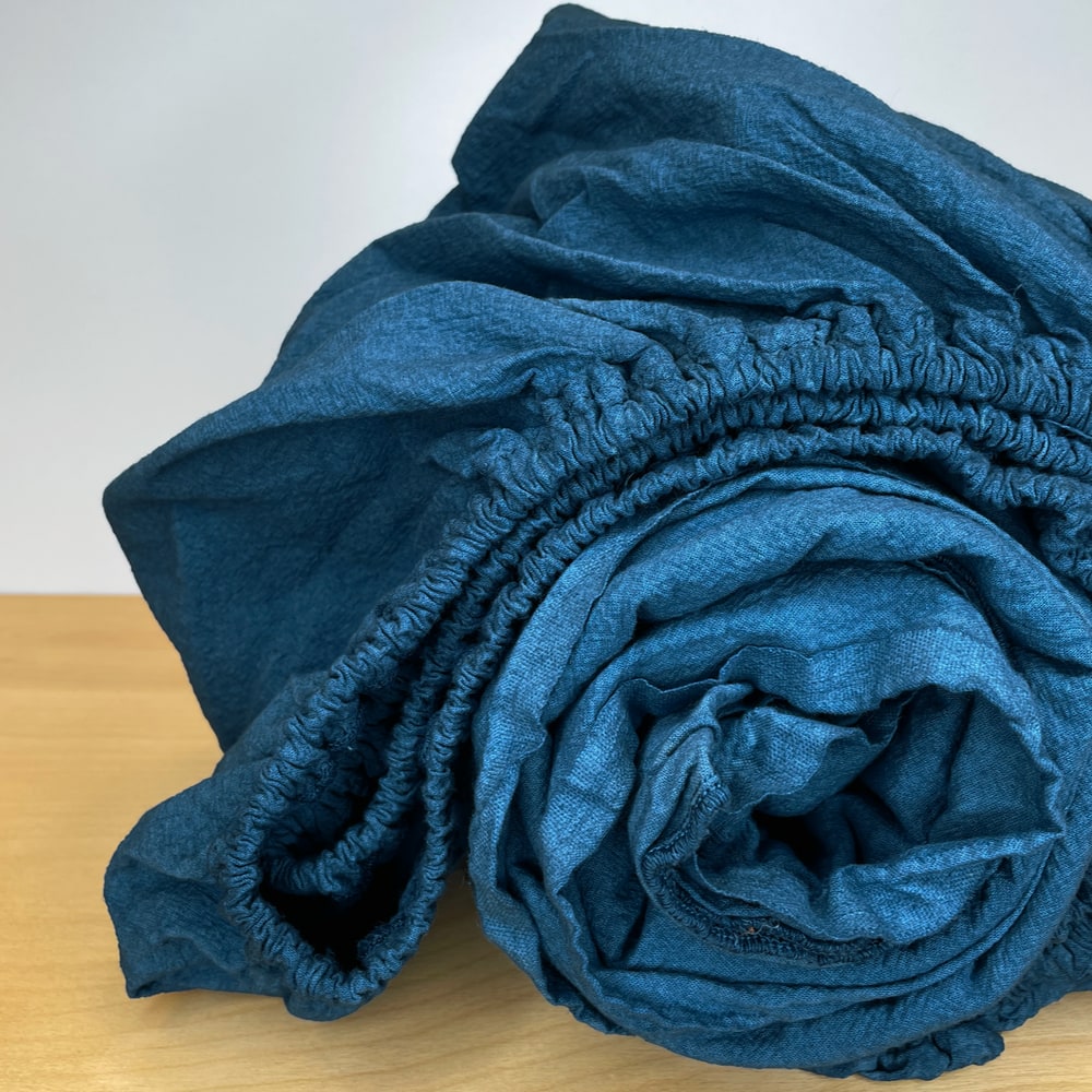 indigo fitted sheet - queen